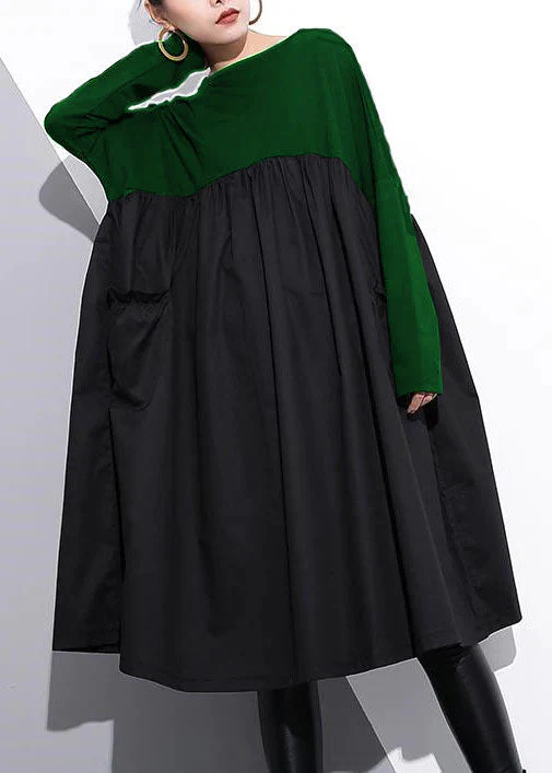stylish  purple cotton shift dress plus size cotton clothing dress Elegant high waist patchwork cotton dress - Image 2