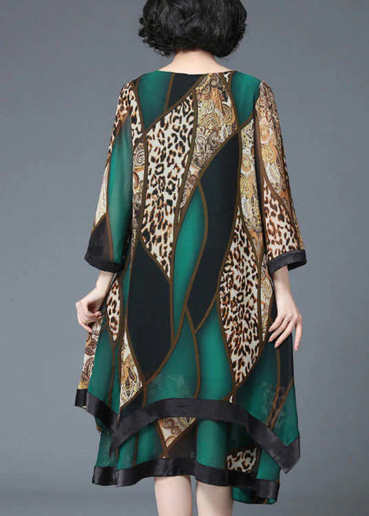 Stylish Red O-Neck Asymmetrical Print Patchwork Layered Maxi Dress Spring - Image 5