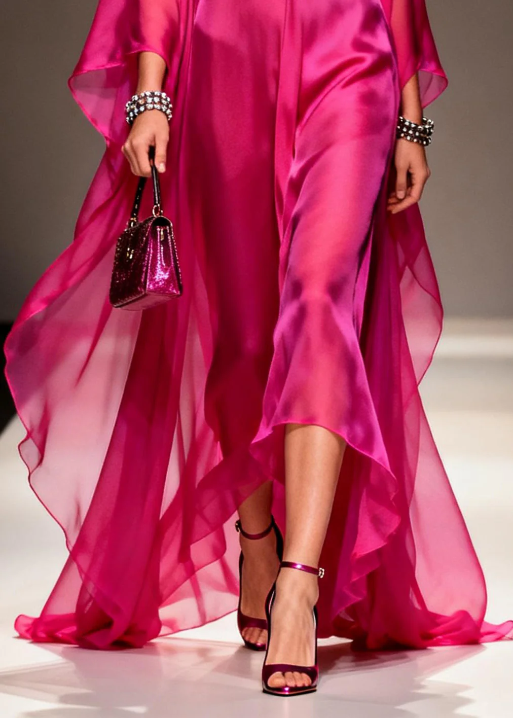 Stylish Rose Oversized Exra Large Hem Chiffon Holiday Dress Summer - Image 4