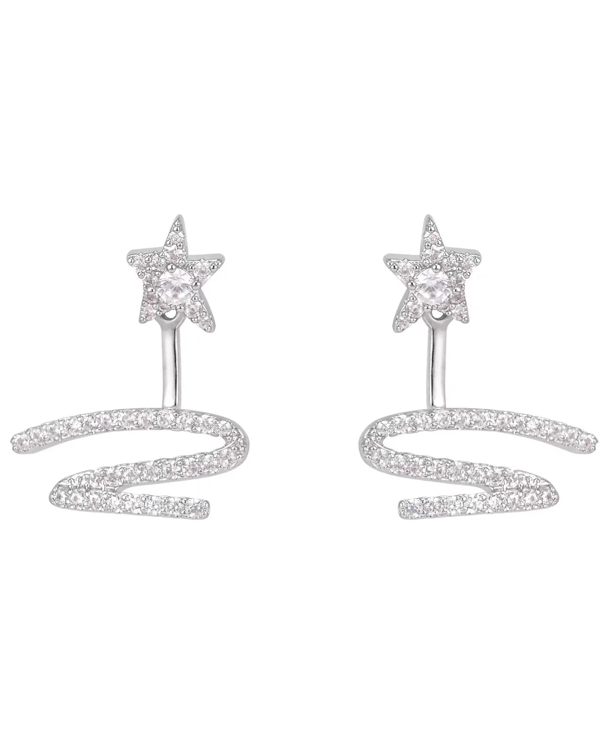 Stylish White Copper Alloy Zircon Star Ribbon Detachable Stud Earrings - Image 5