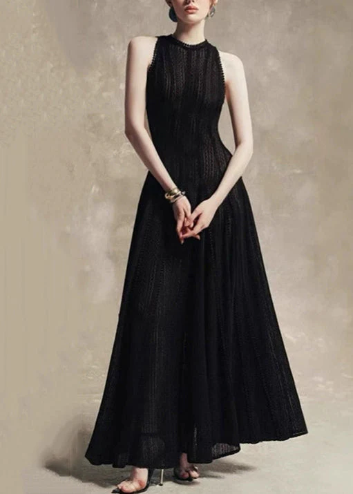 Stylish White Hollow Out Solid Lace Party Dress Sleeveless - Image 3