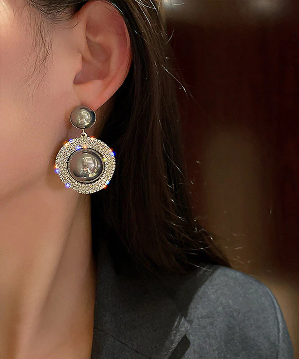 Stylish White Pearl Zircon Exaggeration Alloy Drop Earrings - Image 5