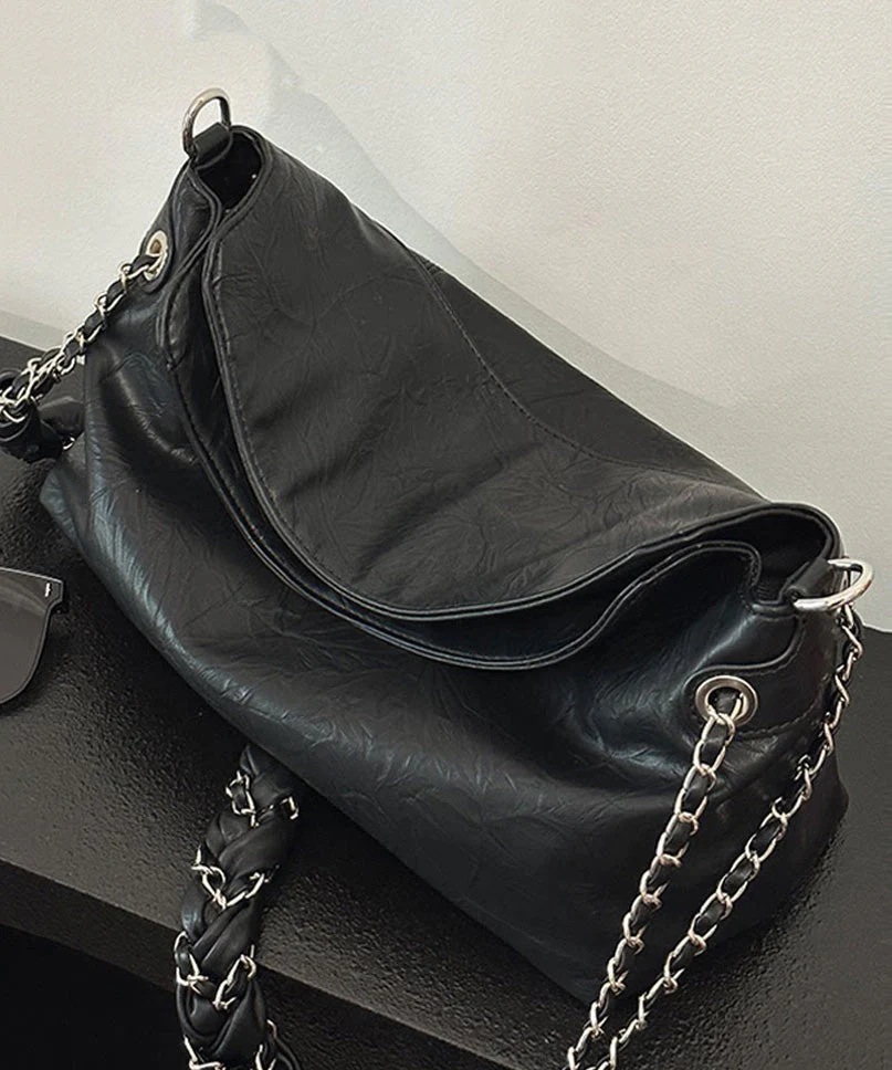 Stylish White Twist Chain Faux Leather Shoulder Bag - Image 5