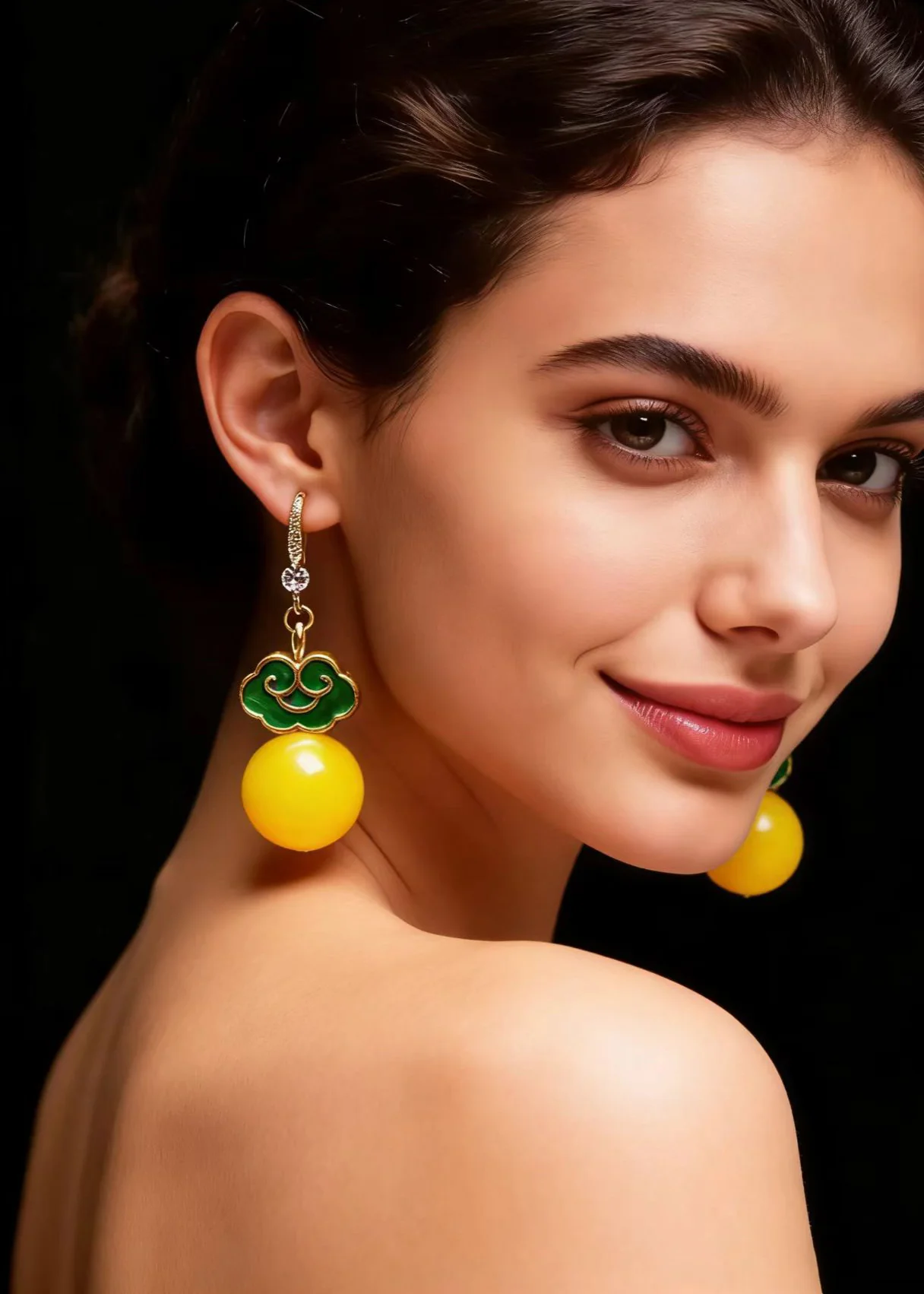 Stylish Yellow Beeswax 925 Silver Drop Earring - Image 4