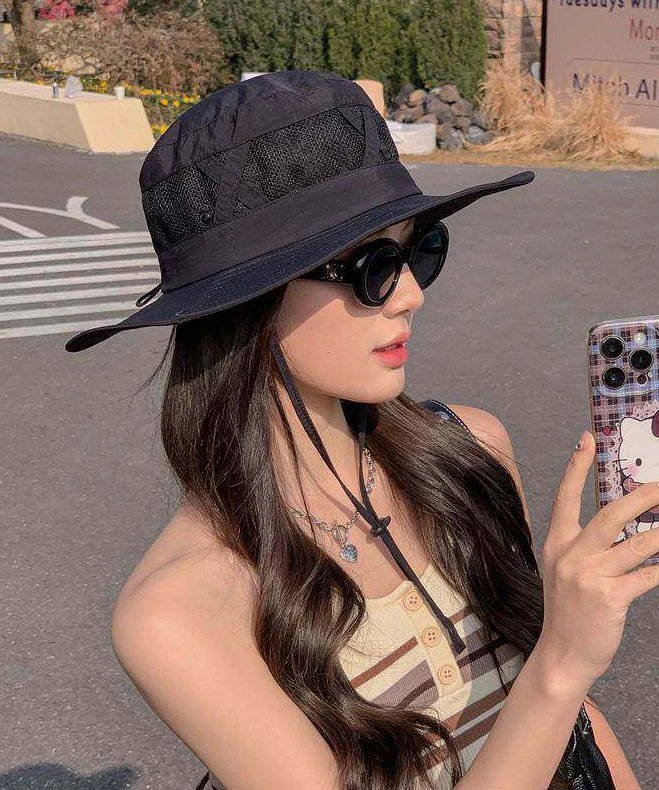 Summer Black Big Brimmed Outdoor Bucket Hat - Image 5
