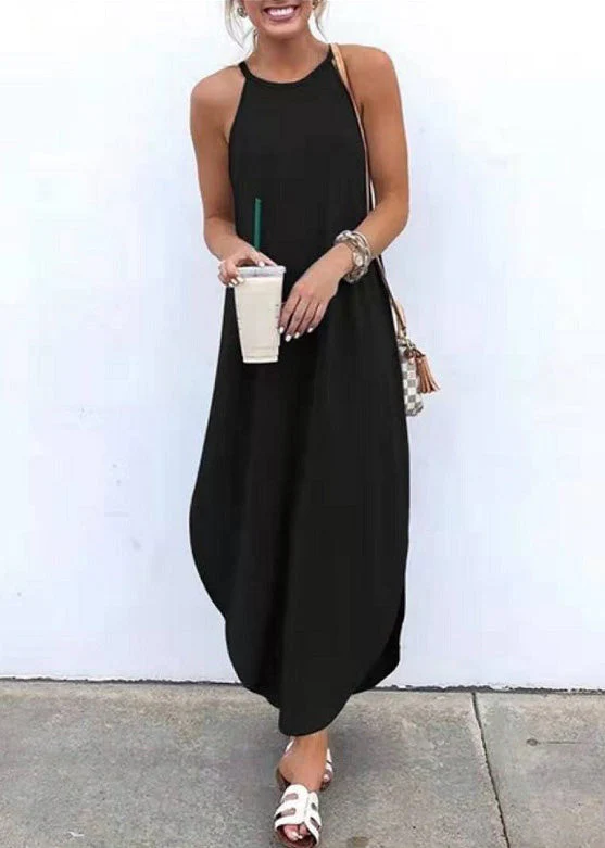 Summer Grey Strap Sleeveless Irregular Party Maxi Women Dress - Image 2