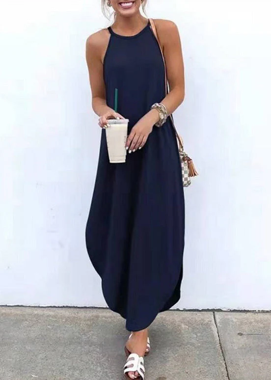 Summer Grey Strap Sleeveless Irregular Party Maxi Women Dress - Image 3