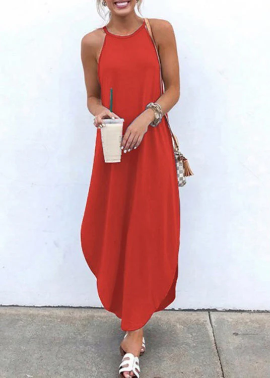 Summer Grey Strap Sleeveless Irregular Party Maxi Women Dress - Image 4