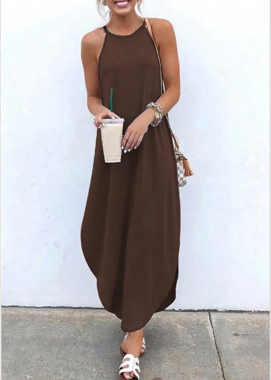 Summer Grey Strap Sleeveless Irregular Party Maxi Women Dress - Image 5