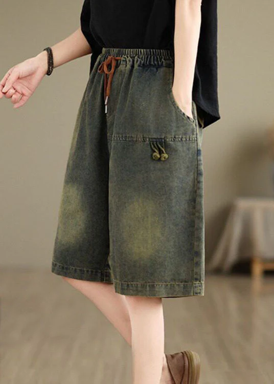 Summer Loose Casual Embroidered Elastic Waist Denim Shorts - Image 3