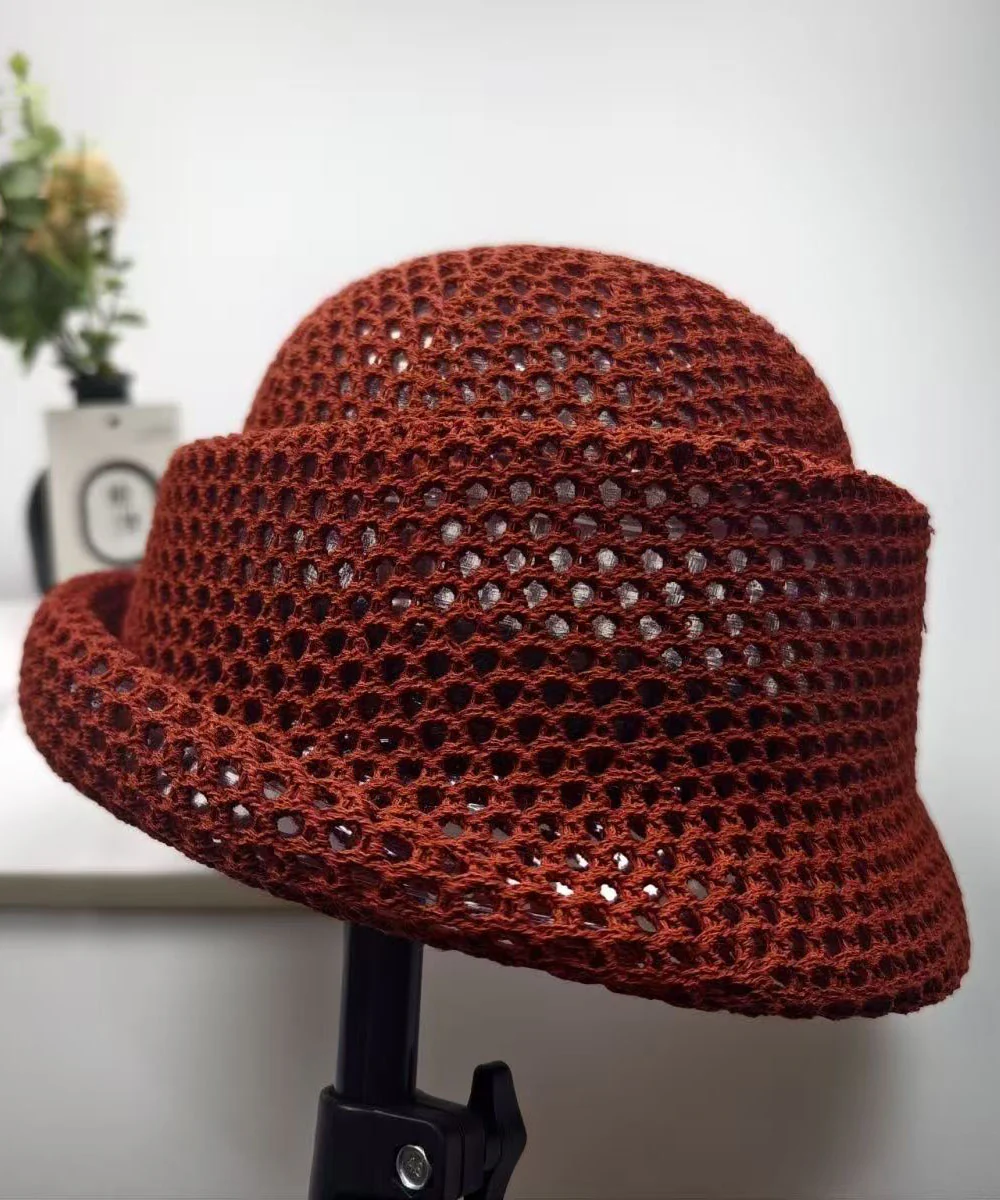 Summer New Khaki Hollow Breathable Design Bucket Hat - Image 2