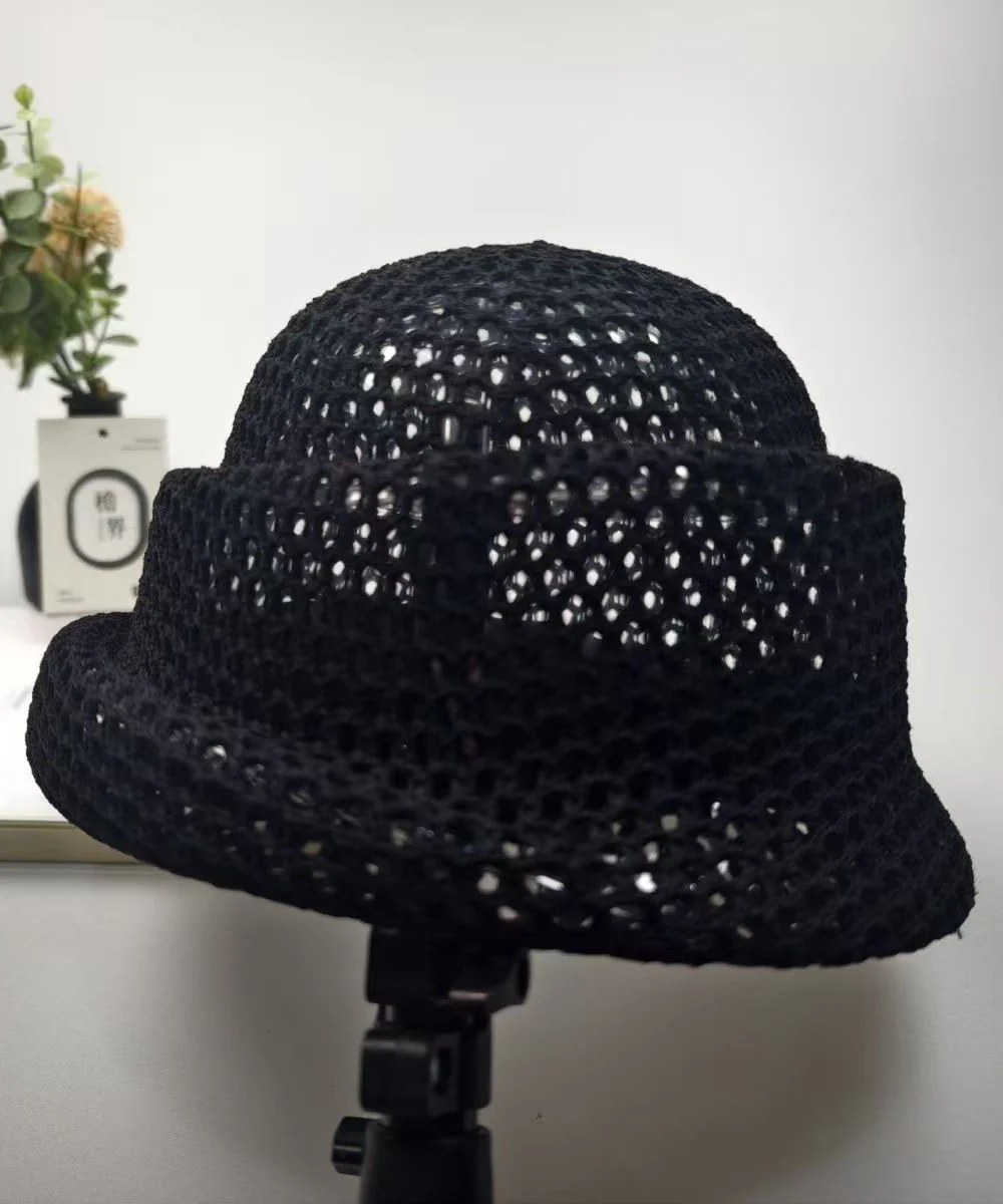 Summer New Khaki Hollow Breathable Design Bucket Hat - Image 4