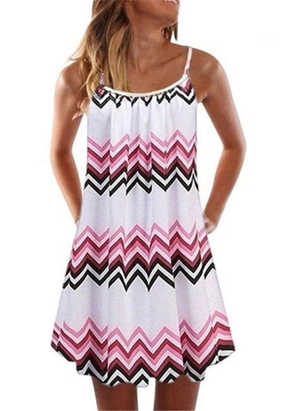 Summer New Pleated Swing Loose Purple Sling Sexy Casual Print Dress - Image 4