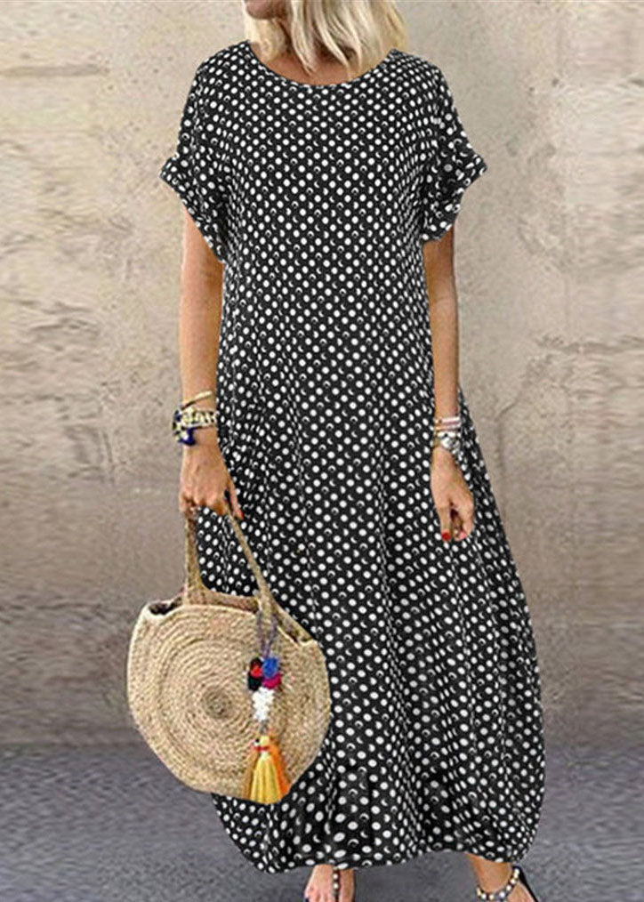 Summer Gray plaid Print Short Sleeve Plus Size Dress - Image 4