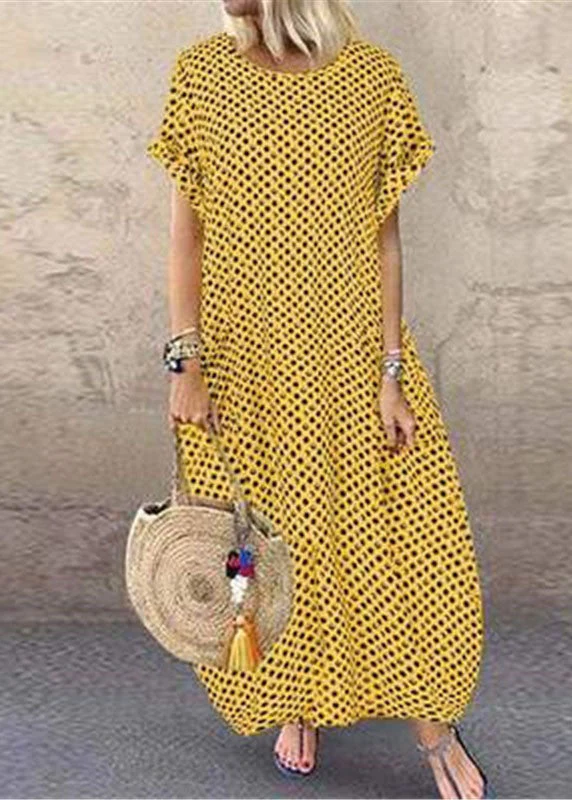 Summer Orange geometry Print Short Sleeve Plus Size Dress - Image 3
