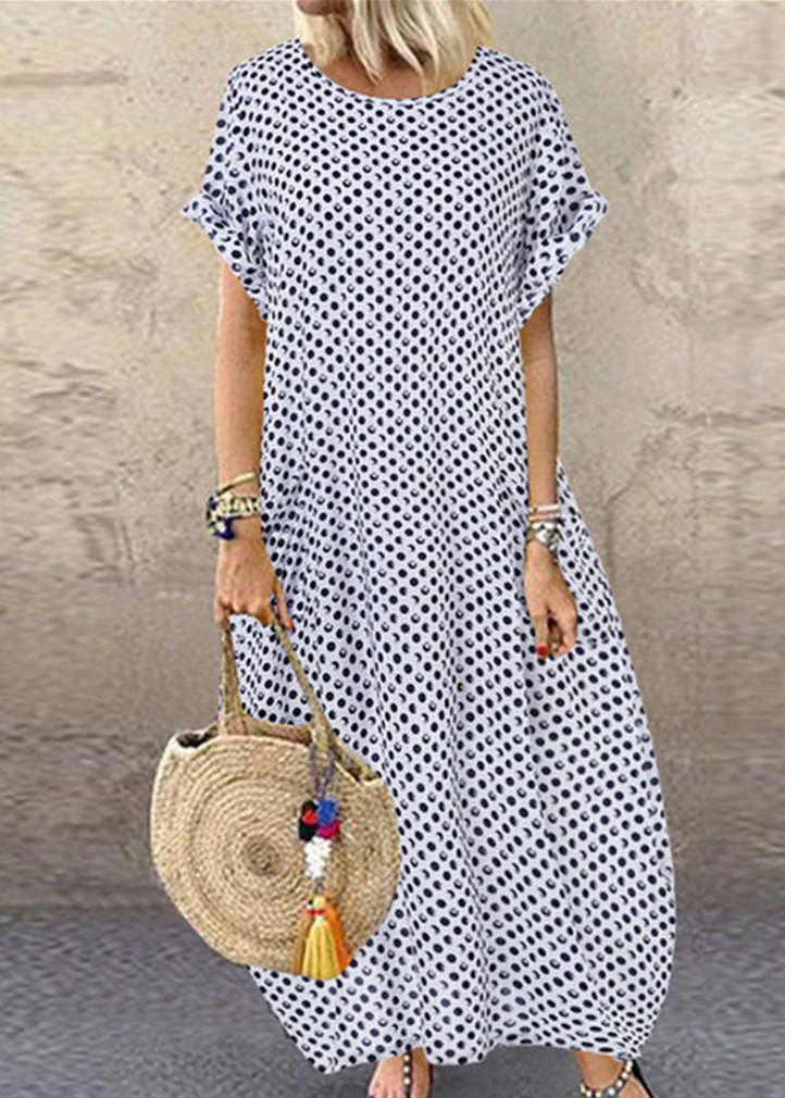 Summer Orange geometry Print Short Sleeve Plus Size Dress - Image 4