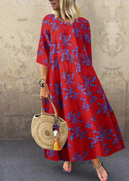 Summer Orange geometry Print Short Sleeve Plus Size Dress - Image 9