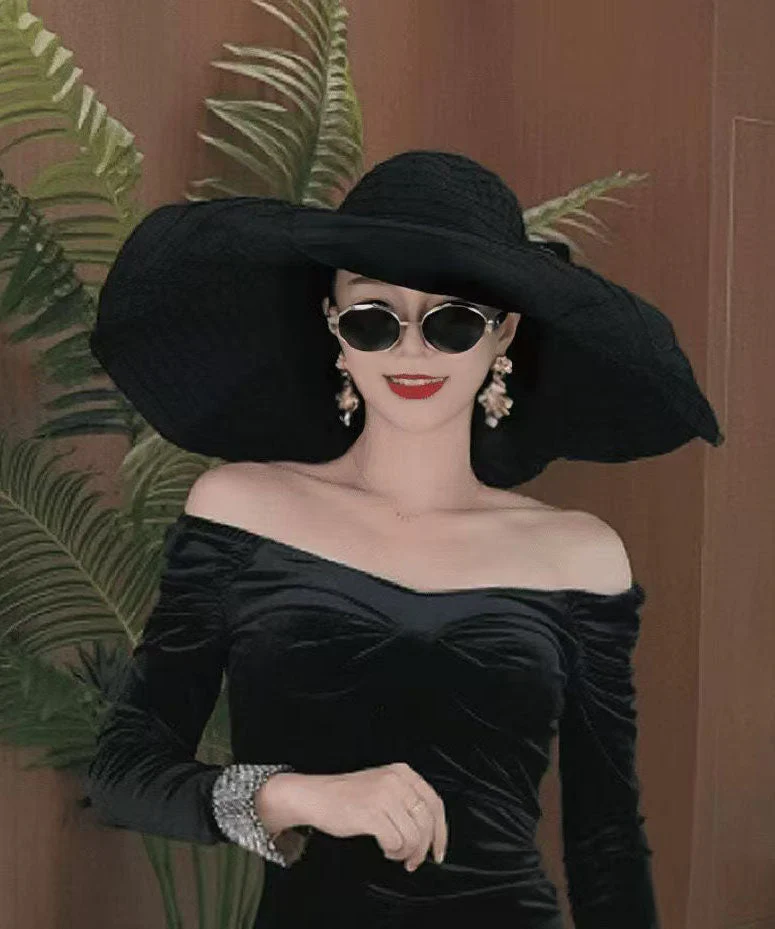 Summer Rose Big Hat Eaves Folding Beach Vacation Sun Hat - Image 3