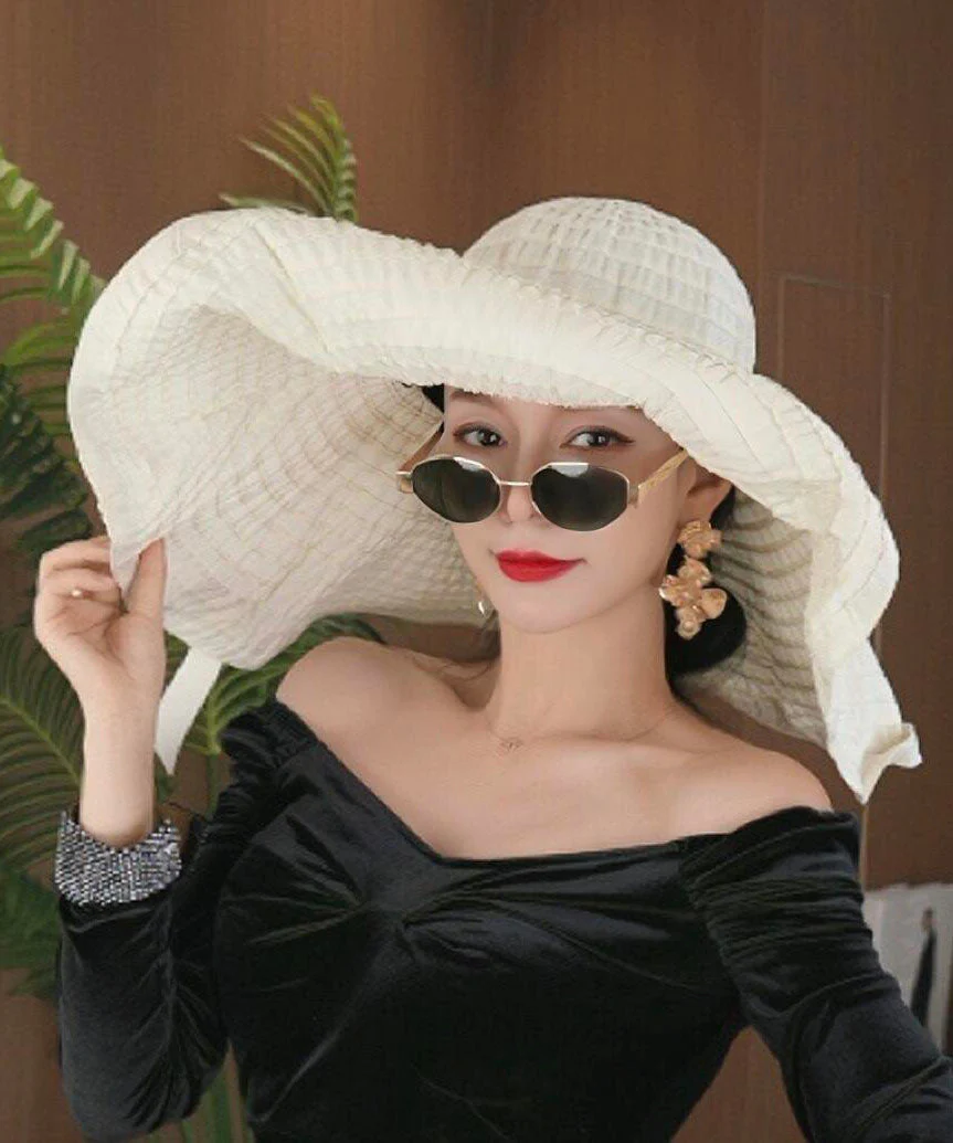 Summer Rose Big Hat Eaves Folding Beach Vacation Sun Hat - Image 5