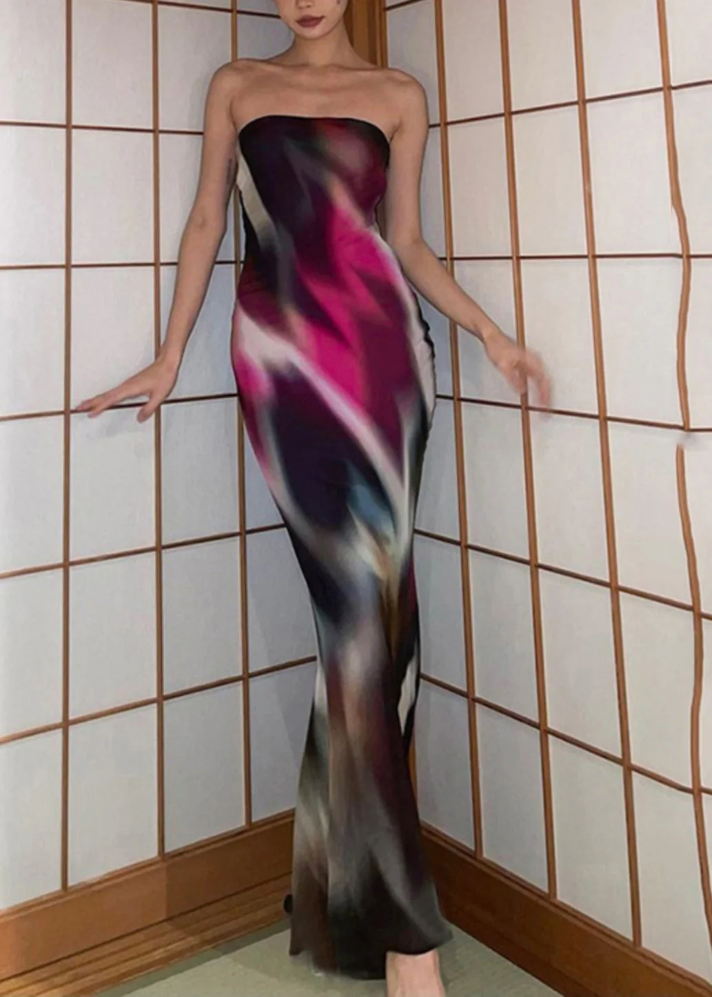 Summer Sexy Alim Fit Strapless Printed High Waisted Dress - Image 2