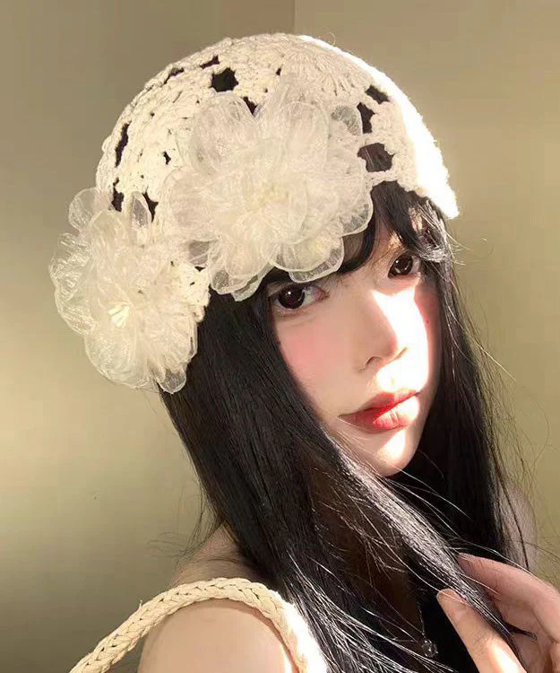 Summer Thin Flower Hollow Out Knitted Boonie Hat - Image 4