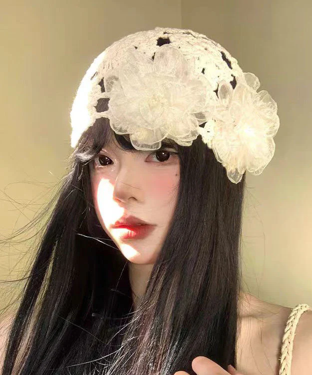 Summer Thin Flower Hollow Out Knitted Boonie Hat - Image 5