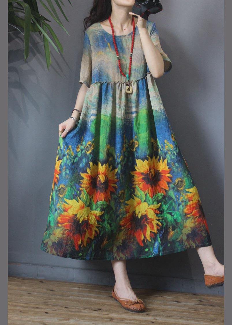 Sunflower Floral Mid Length Dress Summer - Image 2
