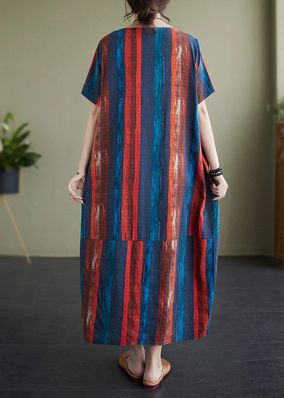 Tangerine Patchwork Loose Maxi Dress Summer - Image 4