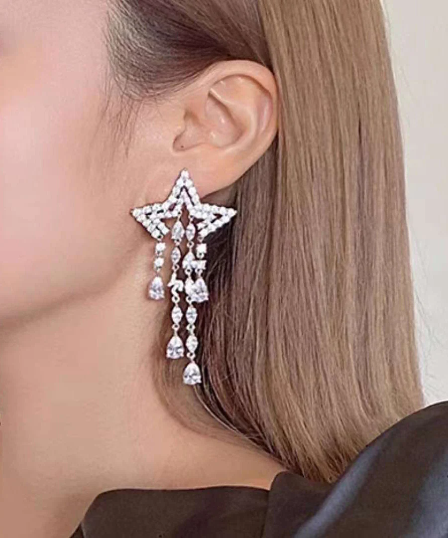 Tassel Earrings Women's Meteor Zircon Long Exaggerated