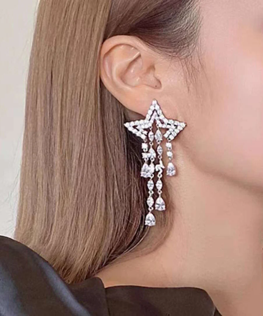 Tassel Earrings Women's Meteor Zircon Long Exaggerated - Image 3