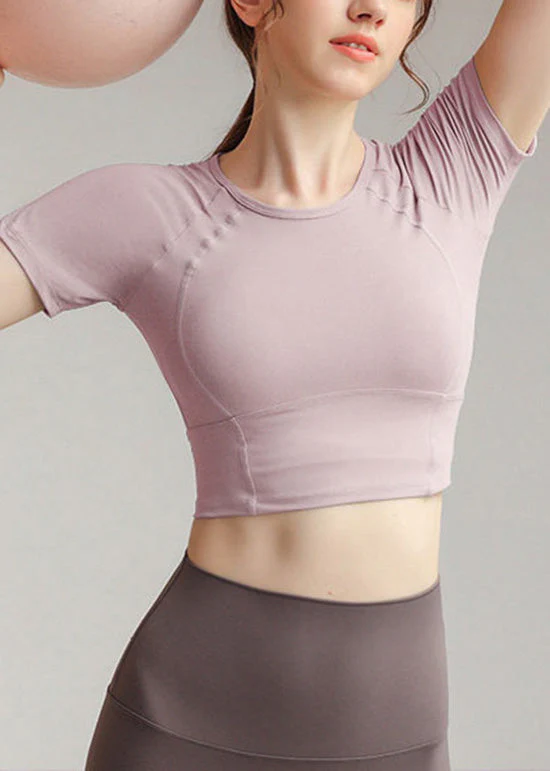 Trendy Green O Neck Short Sleeve Crop Top Workout - Image 3