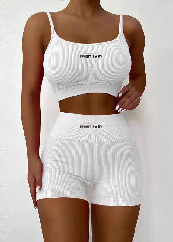 Trendy Sexy Rose Sports Bra Tank Top Shorts Set - Image 3