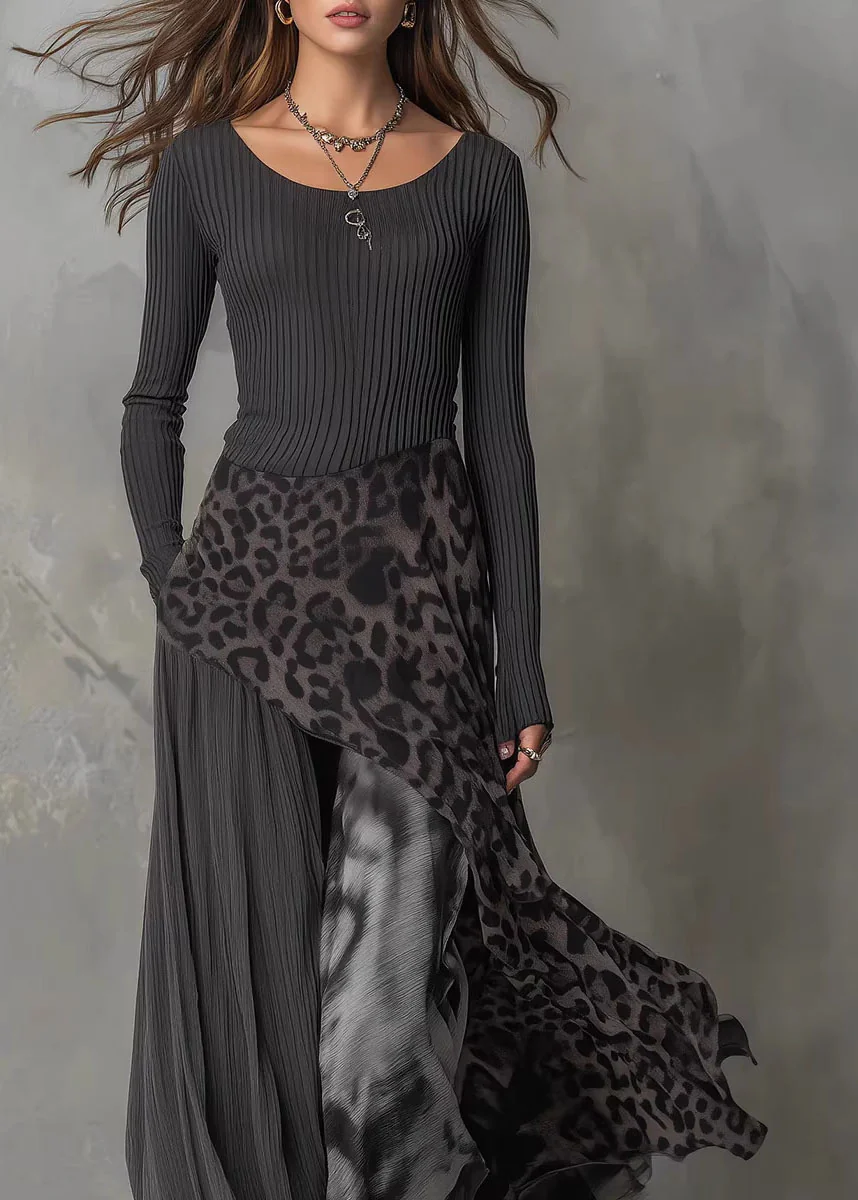 Unique Black Asymmetrical Design Patchwork Cotton Dress Fall - Image 3