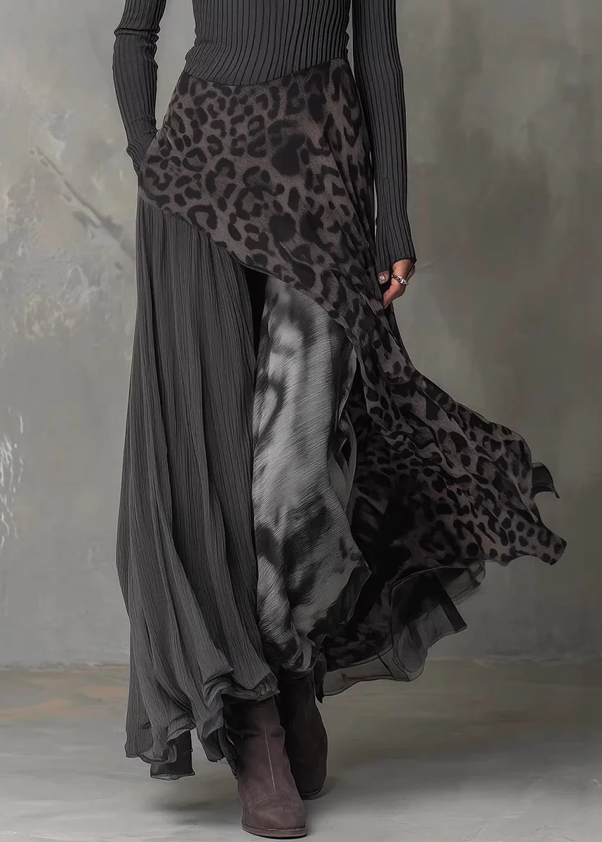 Unique Black Asymmetrical Design Patchwork Cotton Dress Fall - Image 4
