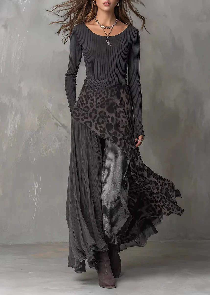 Unique Black Asymmetrical Design Patchwork Cotton Dress Fall - Image 5