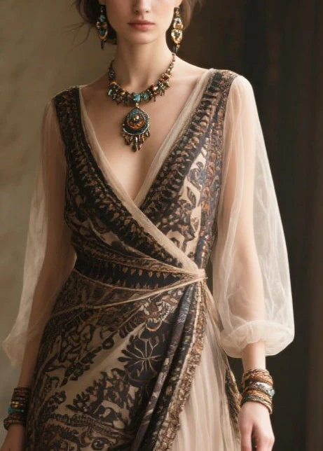 Unique Black Asymmetrical Patchwork Chiffon Tunic Dresses Summer - Image 2