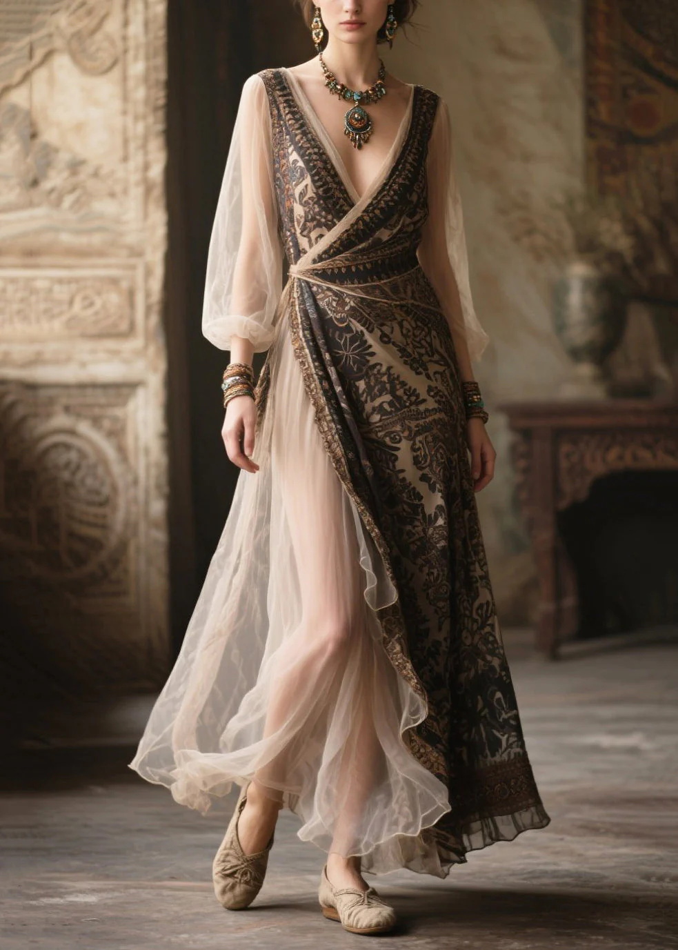 Unique Black Asymmetrical Patchwork Chiffon Tunic Dresses Summer - Image 3