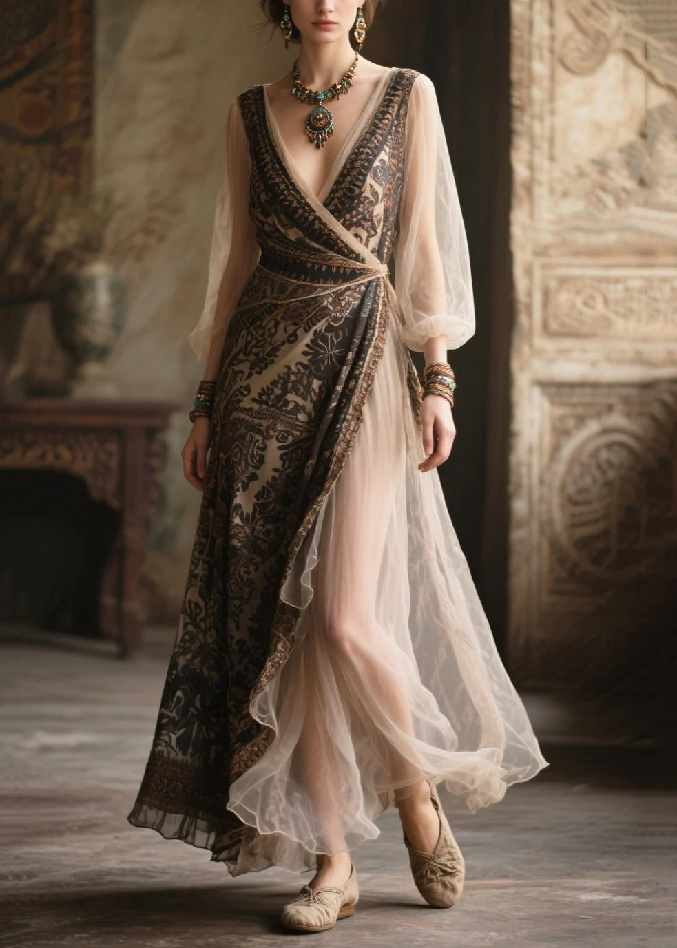 Unique Black Asymmetrical Patchwork Chiffon Tunic Dresses Summer - Image 5