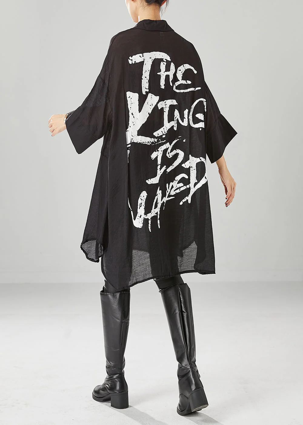 Unique Black Oversized Patchwork Cotton Dress Summer - Image 4