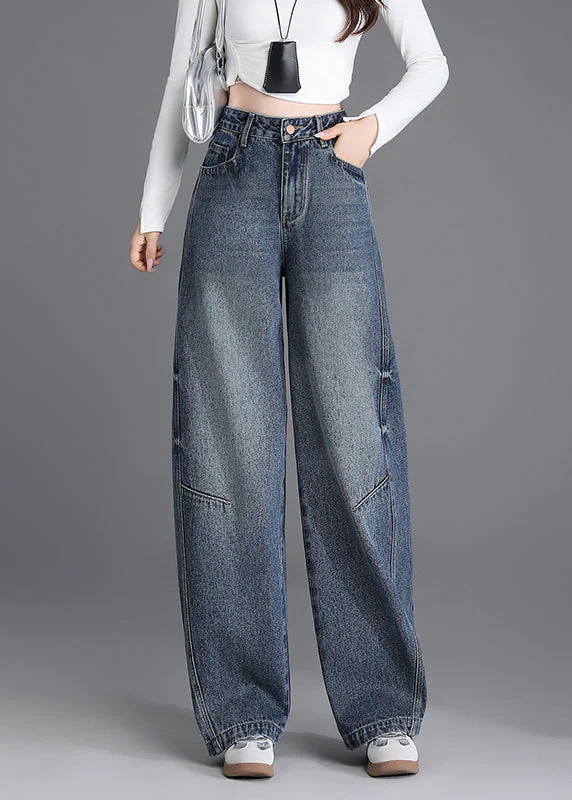Unique Black Pockets Patchwork Denim Pants Spring - Image 2