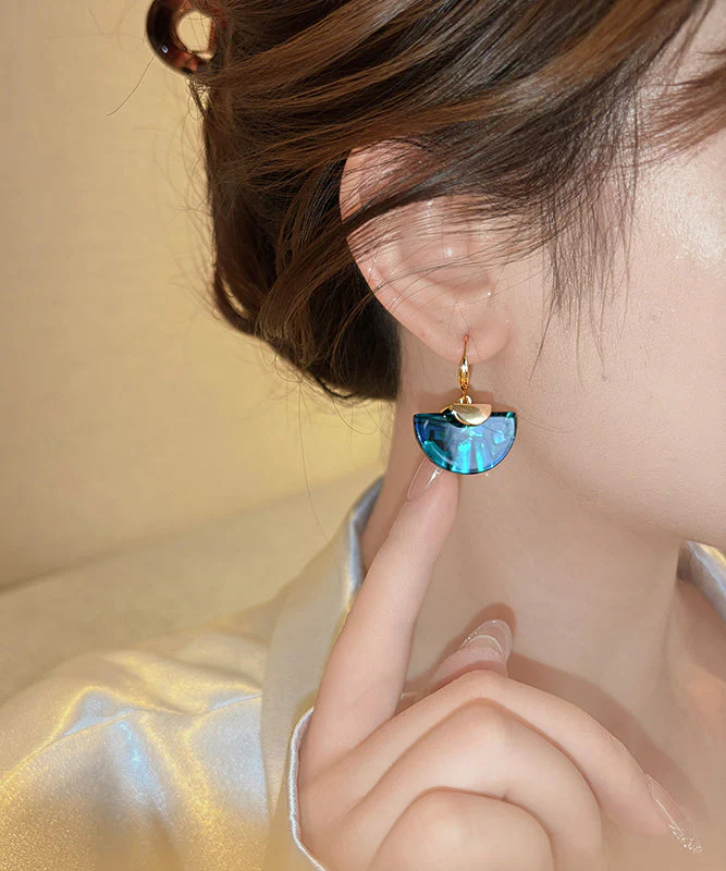 Unique Blue Copper Aalloy Sector Drop Earrings - Image 4