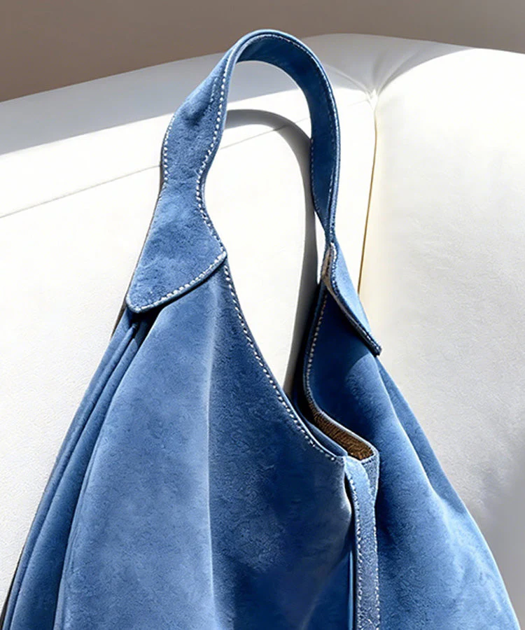 Unique Blue Large Capacity Suede Shoulder Bag - Image 2
