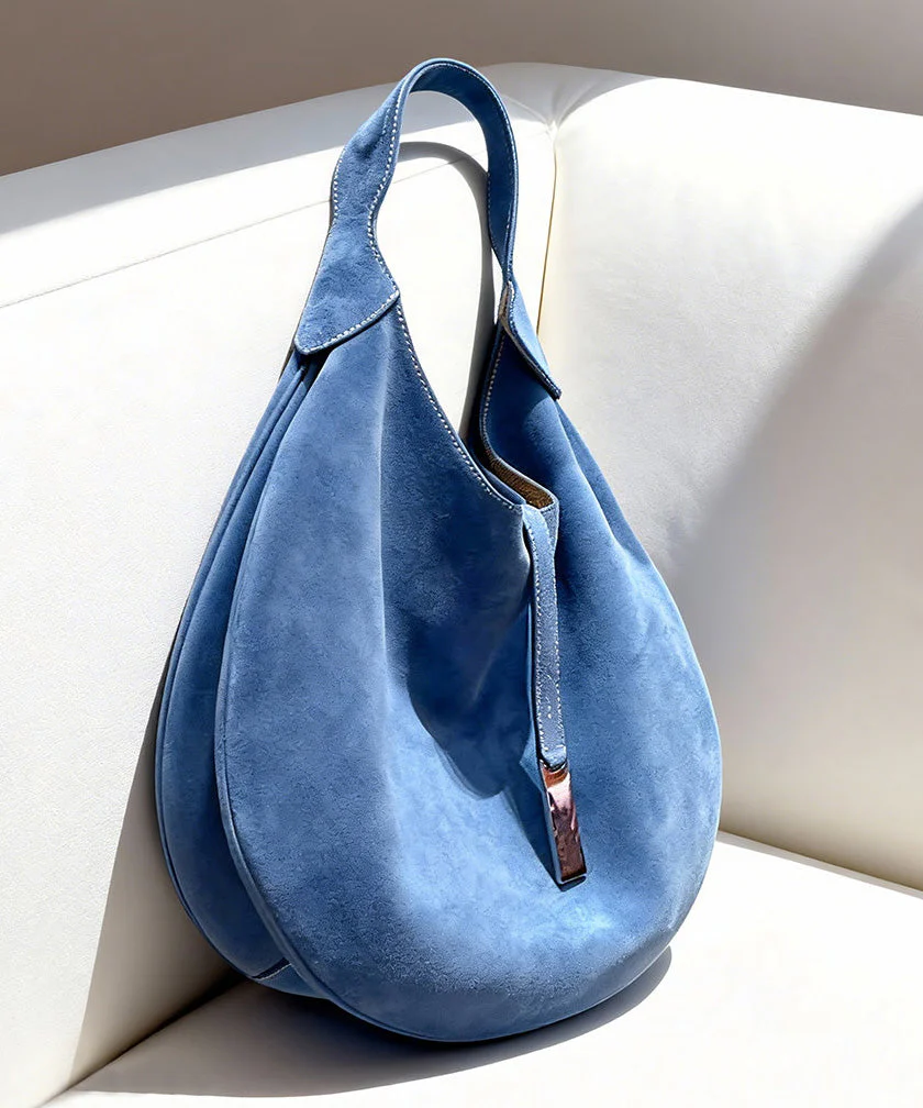 Unique Blue Large Capacity Suede Shoulder Bag - Image 3
