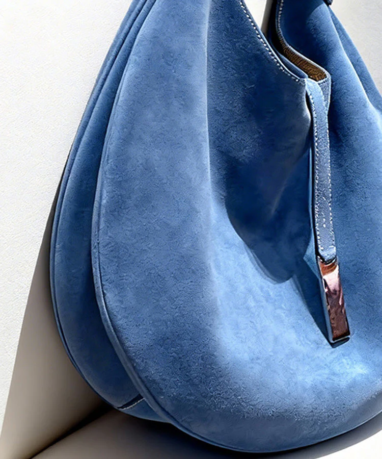 Unique Blue Large Capacity Suede Shoulder Bag - Image 4