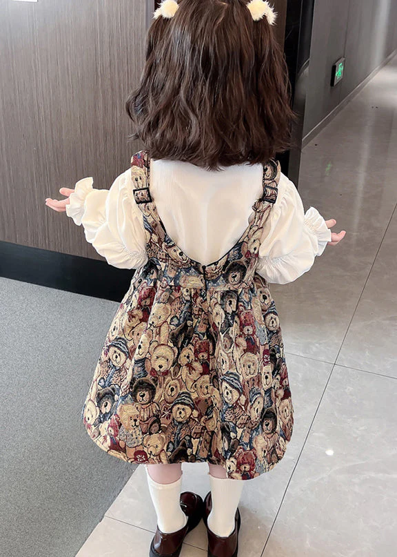 Unique Blue Tasseled Patchwork Cotton Kids Girls Dresses Sets 2 Pieces Fall - Image 5