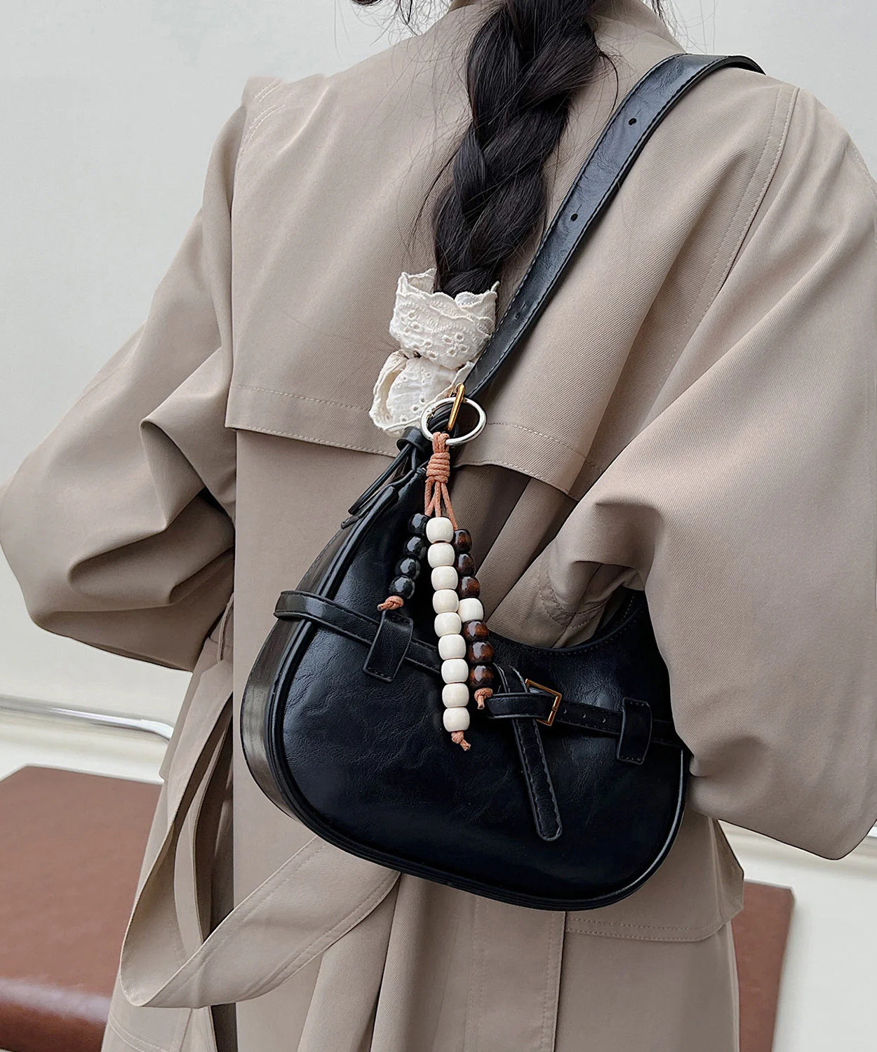 Unique Brown Tasseled Solid Durable Faux Leather Saddle Bag - Image 2