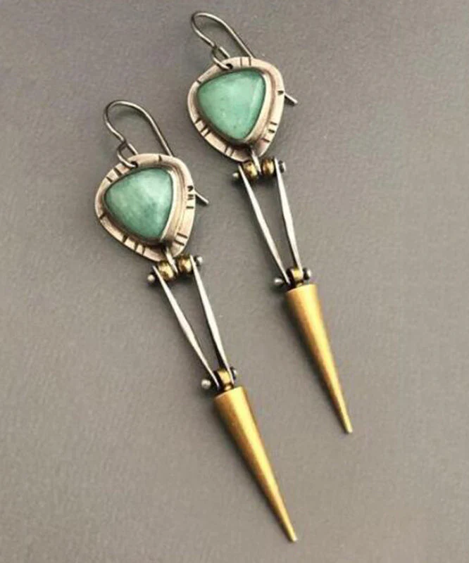 Unique Colorblock Alloy Jade Awl Drop Earrings - Image 3