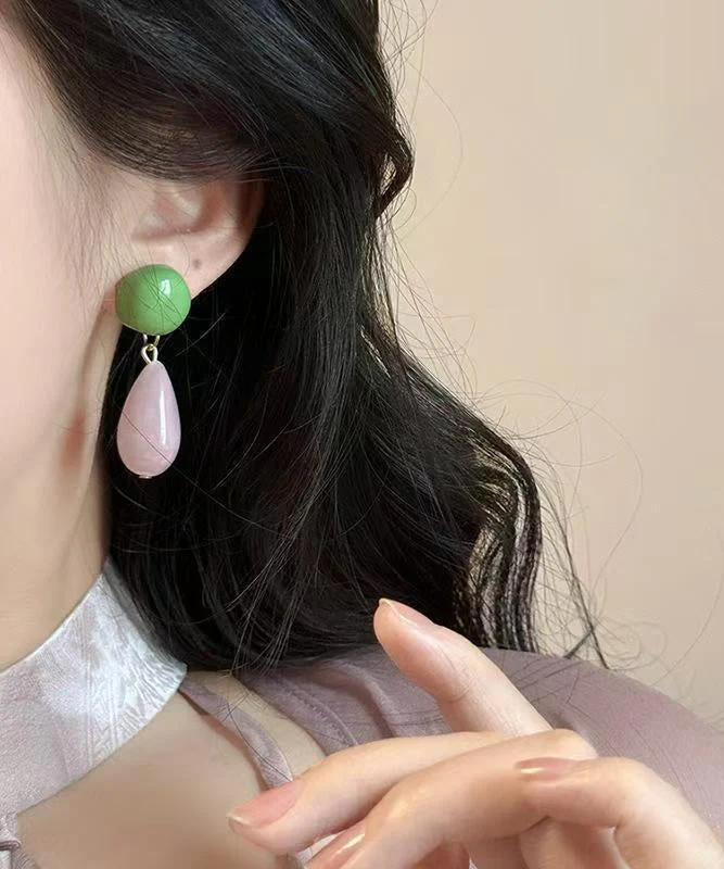 Unique Colorblock Alloy Water Droplet Drop Earrings - Image 3