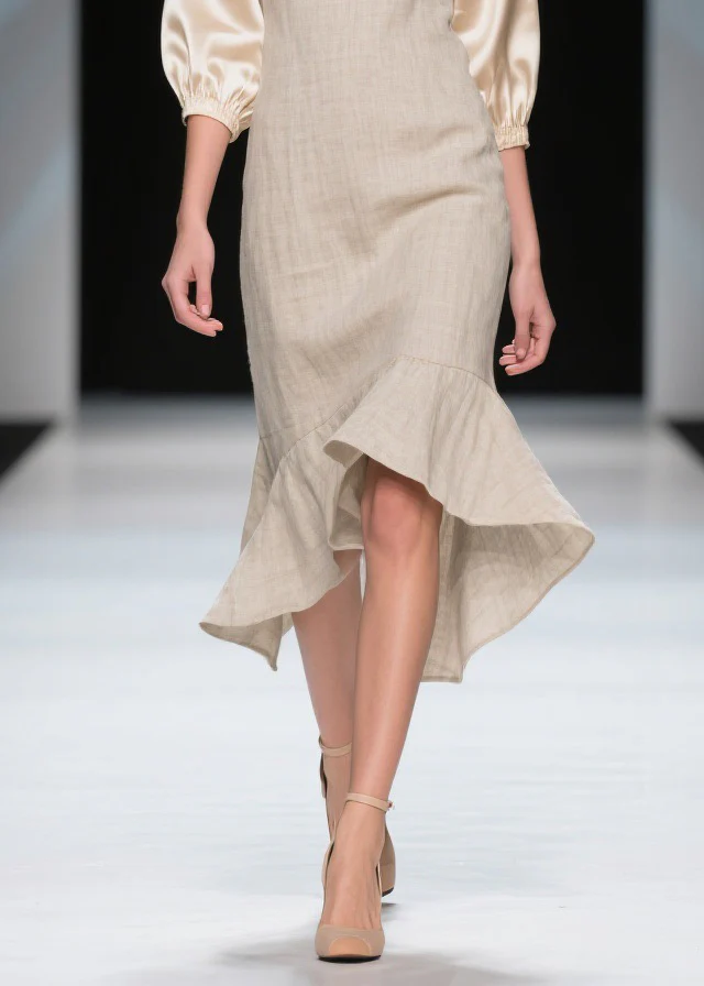 Unique Colorblock V Neck Patchwork Linen Silk Dresses Summer - Image 4