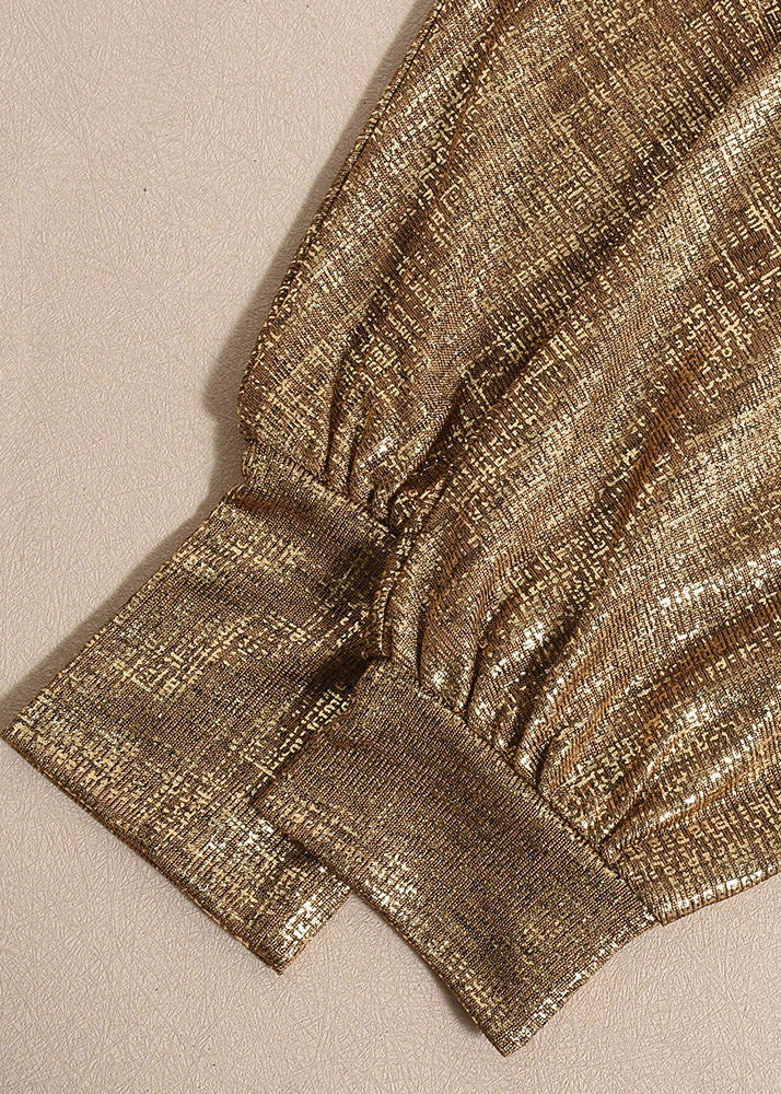 Unique Gold Asymmetrical Tunic Mid Dress Fall - Image 4